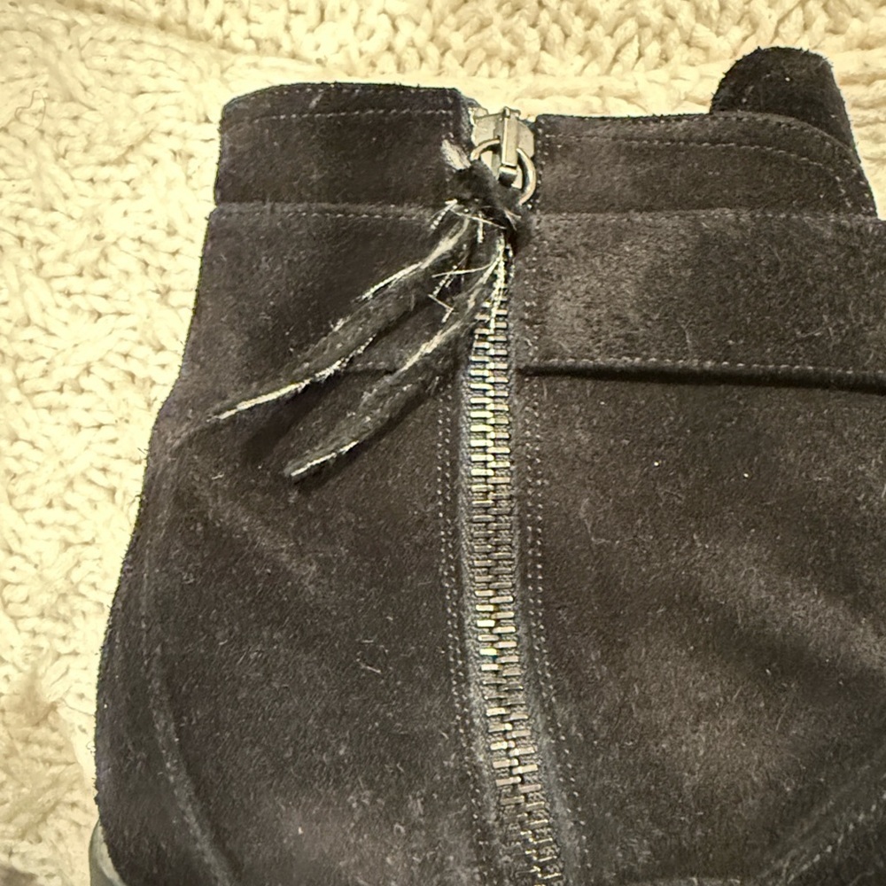 MUI MUI Black Womens Leather Motorcycle Ankle Boots size 7 Suede - Picture 3 of 11